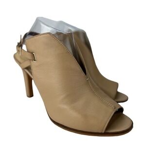 Vince Camuto Sexy Leather Neveah Nude Color Peep-Toe Slingback Women's Heels 9.5